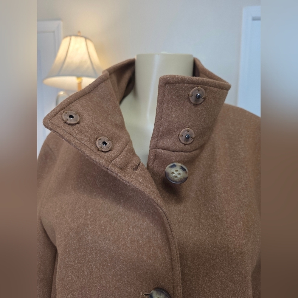 Women's Brown Wool Coat - Picture 6 of 11